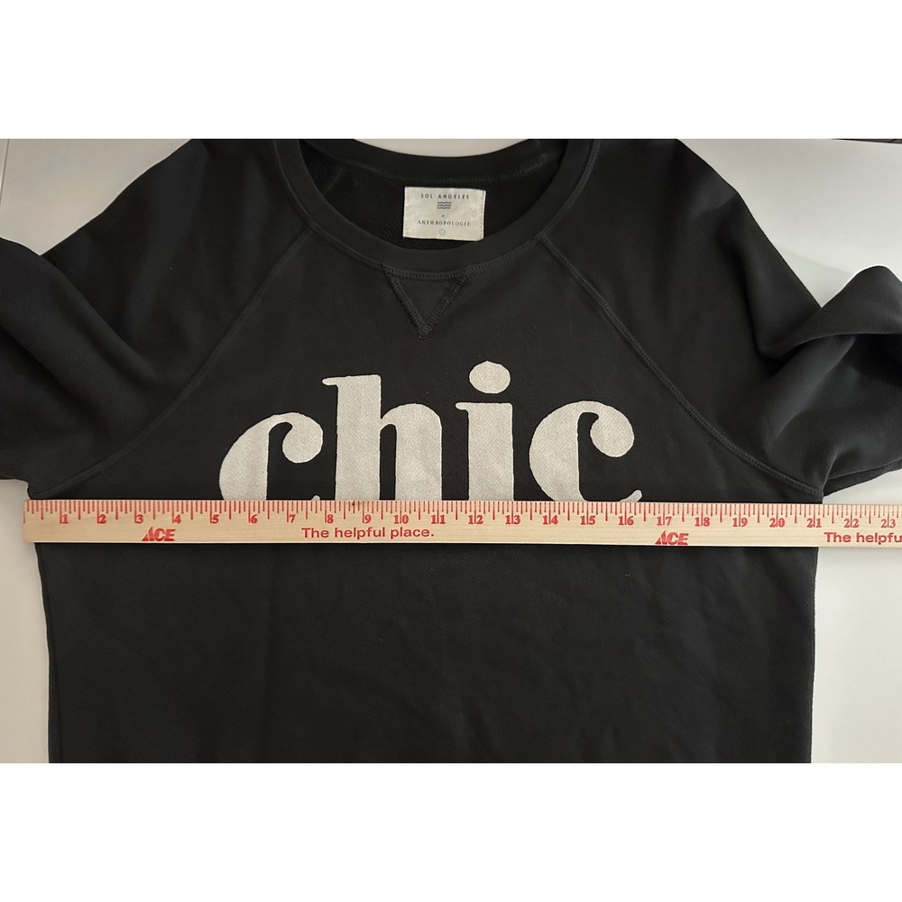 Sol Angeles x Anthropologie Chic Graphic Print Sweatshirt Sz L Black Cotton USA - Picture 6 of 8